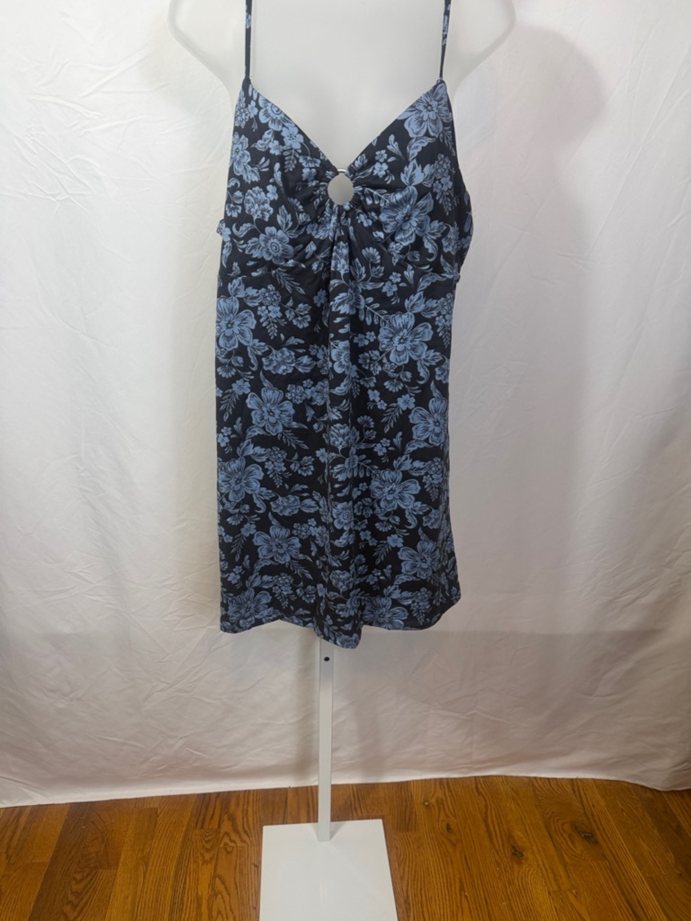 SO Navy Blue and Light Blue Floral Mini Dress